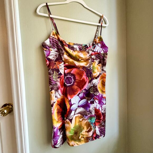 Urban Outfitters UO Lumi Floral Print Mini Dress Graphic Slip Dress Sz L Y2K - Picture 2 of 8